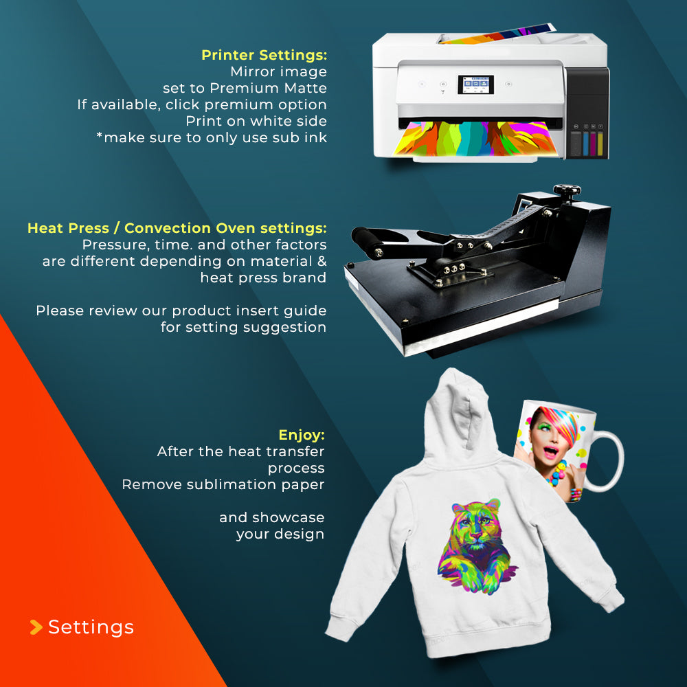 A-SUB Sublimation Paper 11x17 Inch 110 Sheets for All Inkjet Printer which  Match Sublimation Ink 125g 